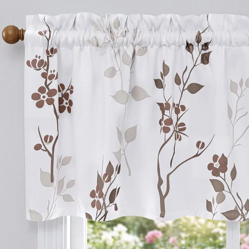 Miniatura 32 de Beauoop Cortinas Florales 100% Opacas de 54 Pulgadas de Largo, 2 Paneles para Dormitorio, Sala de Estar, Azul Gris y Blanco con Patrón de Flores