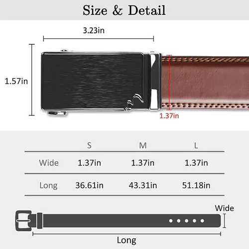 Miniatura 4 de Coipdfty Inclusive series Ratchet Belt for Men - Mens Belt Leather 1 38" for Casual Jeans