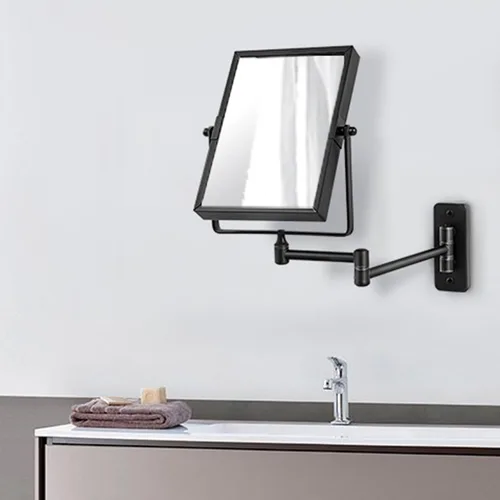 Miniatura 5 de QiMH Espejo de pared con aumento 3X, rectangular de 8 x 6 pulgadas con brazo extensible Espejo giratorio de doble cara para afeitado y tocador