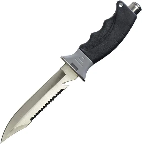 Miniatura 4 de Cressi Borg, cuchillo de hoja larga para buceo y pesca submarina - Punta puntiaguda y roma Gris