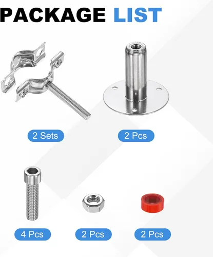 Miniatura 3 de HARFINGTON 2 piezas de montaje en pared de montaje en techo de acero inoxidable 304 abrazadera de soporte de tubo ajustable para tubo OD 1"-1.1