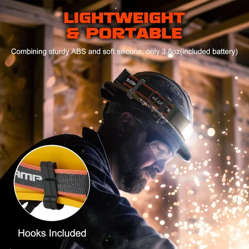 Miniatura 5 de Hopedone 2 paquetes de faros recargables, 230° gran angular 1000 lúmenes linterna con luz trasera roja, 3 modos de luz, luz LED ligera, ajustable e
