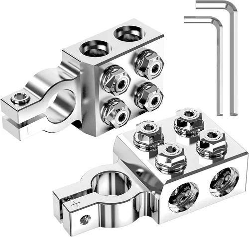 TOPDC Conector terminal de batería de plomo ácido de 8 vías, extremos del cable de batería 8AWG hasta 4/0 (XL) AWG, positivo y negativo (+/-) (par)