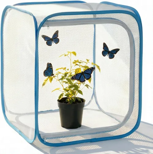 Jaula de hábitat para insectos y mariposas, terrario portátil con lados de malla, captura de insectos y recinto de observación para orugas, insectos
