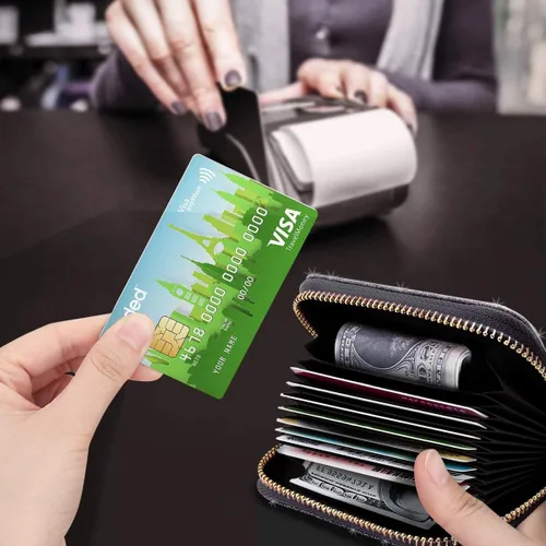 Miniatura 7 de Coco Rossi Billetera pequeña para tarjetas de crédito RFID con purpurina linda para mujer