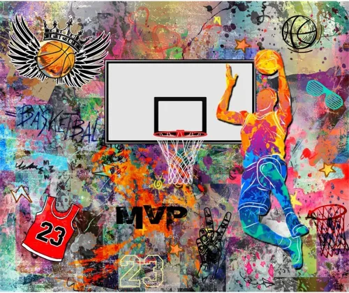 Miniatura 6 de Telón de fondo de baloncesto para decoración de fiesta de baloncesto, pancarta de 5 x 3 pies, foco de estadio, fotografía, telón de fondo
