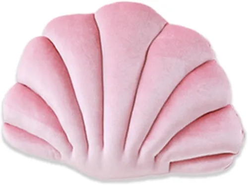Miniatura 10 de Almohada con forma de concha de mar, almohada de terciopelo azul, almohada de felpa con temática de mar y océano, almohada decorativa para cama