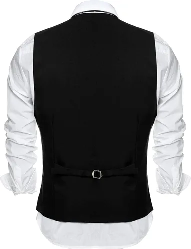 Miniatura 4 de COOFANDY Chaleco de traje formal para hombre, ajustado, casual, para negocios, chaleco