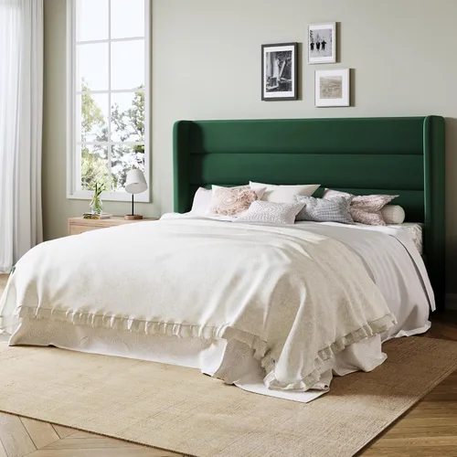 Miniatura 18 de Allewie - Base de cama tamaño Queen con cabecera acolchada tapizada en terciopelo con respaldo abatido, sin necesidad de somier, espacio de Blanco
