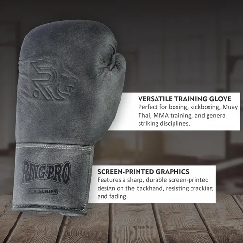 Miniatura 7 de Guantes de boxeo de cuero con cordones, para entrenamiento, combate y trabajo en bolsa pesada, boxeo, artes marciales mixtas, kickboxing, Muay Thai