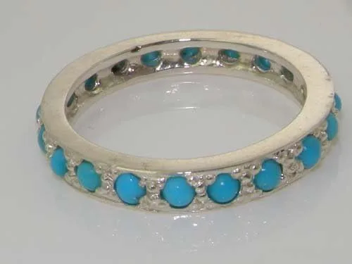Miniatura 4 de Anillo de eternidad para mujer de plata de ley 925 auténtica turquesa auténtica