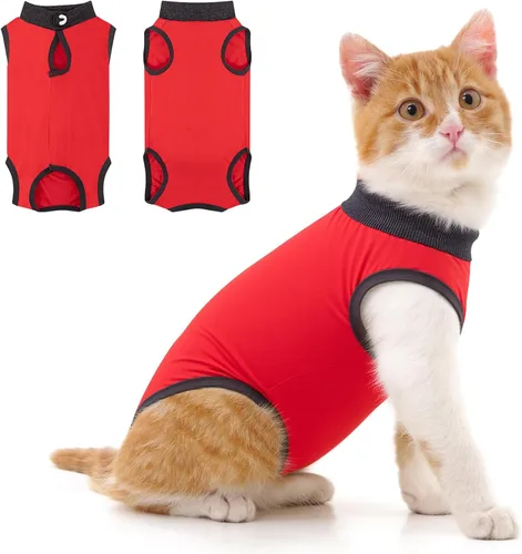 Miniatura 10 de Traje de recuperación para gatos para heridas abdominales o enfermedades de la piel, mameluco de gato para gatos después de la cirugía, traje