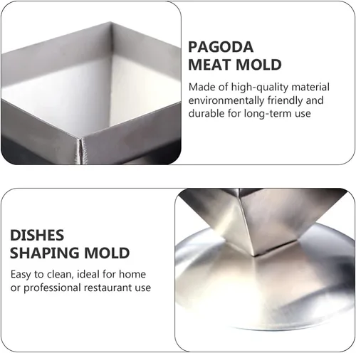 Miniatura 5 de DOITOOL Molde de pirámide de acero inoxidable, molde de carne, anillo para pastel, forma de triángulo, forma de relleno de alimentos, moldeador