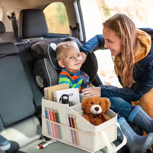 Miniatura 4 de Honeydak Organizador de asiento de pasajero, almacenamiento plegable para consola, asiento delantero/trasero con múltiples bolsillos, organizador