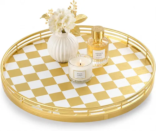Miniatura 17 de Marble Lazy Susan - Tocadiscos para mesa, bandeja redonda de mármol de grano de madera antigua de 10 pulgadas para mesa de comedor, encimera de Negro
