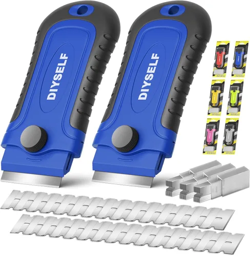 Miniatura 9 de DIYSELF 1 paquete de raspador de hoja de afeitar con 15 cuchillas adicionales, herramienta raspadora para limpiar ventanas, pintura, estufa, horno
