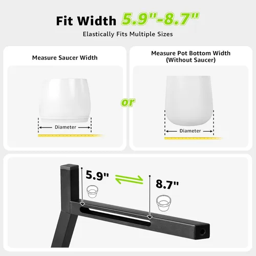 Miniatura 8 de Soporte de metal para plantas para interiores y exteriores, soporte de metal antioxidante, soportes de esquina estables para macetas de 5.9 a 8.7