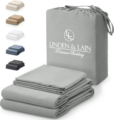 Miniatura 10 de Linden & Lain Juego de sábanas de lujo tamaño Queen Sábanas de cama orgánicas ultra suaves Viscosa derivada de bambú Microfibra Bolsillo