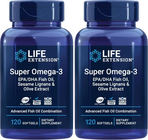 Life Extension Aceite de pescado Super Omega-3 EPA/DHA, lignanos de sésamo y extracto de oliva, salud cognitiva, apoyo para la salud del colesterol,