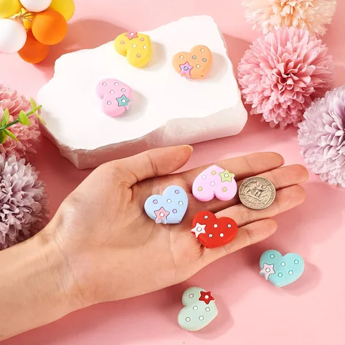 Miniatura 3 de Craftdady - Cuentas focales de silicona con forma de corazón, cuentas espaciadoras sueltas para manualidades, pulseras, collares, llaveros de 0.99 x