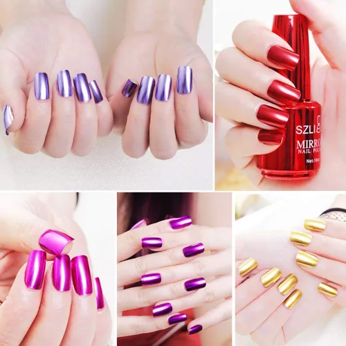 Miniatura 5 de Esmalte de uñas metálico, esmalte de uñas de medio espejo, efecto espejo, de larga duración, hermosa decoración de uñas brillante, secado rápido