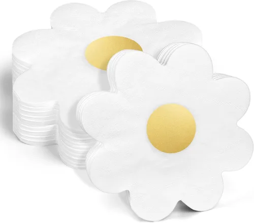 Servilletas de papel desechables con margaritas doradas, bonitas servilletas de papel metálico dorado para tocador, boda, vacaciones, fiesta de Oro