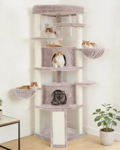 Miniatura 10 de Gitelsnour Árbol esquinero para gatos de interior, torre para gatos con todos los postes rascadores de sisal, condominio para gatos de varios