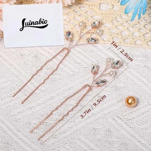 Miniatura 7 de 12 horquillas para el pelo de novia, accesorios de cristal, perlas de diamantes de imitación para novias, damas de honor, accesorios de boda Oro rosa