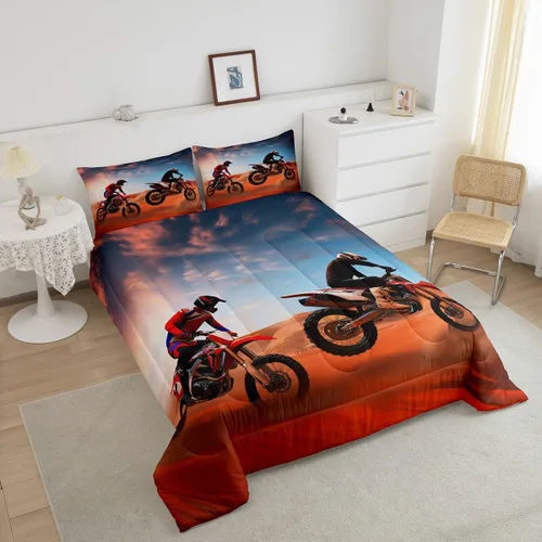 Miniatura 3 de Juego de edredón de bicicleta de tierra Feelyou para motocross, juego de ropa de cama para piloto de motocross, edredón deportivo extremo, edredón