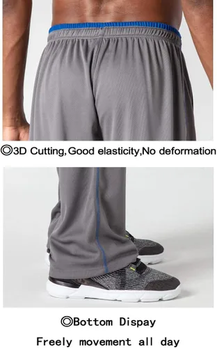 Miniatura 6 de BIYLACLESEN - Pantalones de chándal para hombre, con cremallera, transpirables, para correr, gimnasio, entrenamiento, atlético, pantalones de malla