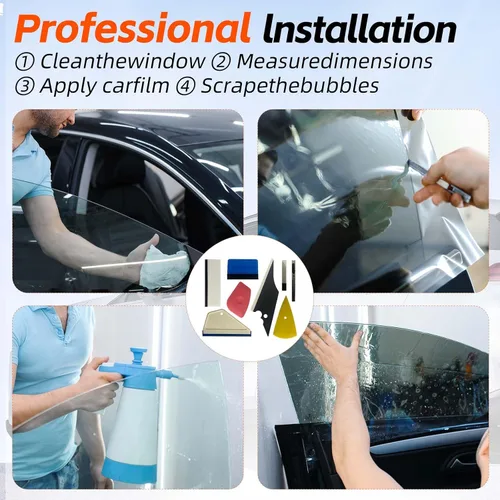 Miniatura 7 de 2PLY - Película de tinte de ventana de carbono de alta calidad al 5% VLT para automóviles de 20 pulgadas x 100 pies y 8 piezas de herramientas
