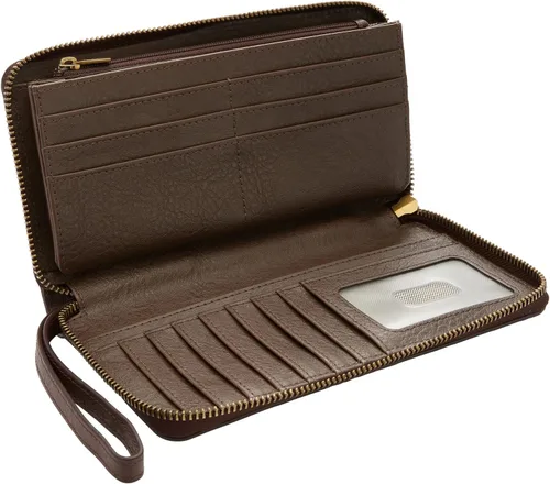 Miniatura 4 de Fossil Liza - Cartera de cuero con cremallera alrededor para mujer con correa retráctil para la muñeca