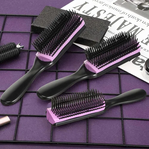 Miniatura 3 de Patelai Cepillo de pelo de nailon para cabello natural, cepillo desenredante de viaje para mujeres y hombres, voluminizador, moldeador, separación