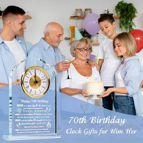 Miniatura 2 de Movdyka Regalos de 70 cumpleaños para mujeres y hombres – Reloj de cristal personalizado 1956 70 años de edad regalo para ella él – Ideas de regalos