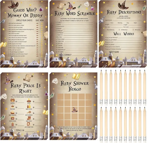 Miniatura 13 de Yinder 145 tarjetas de actividades para juegos de baby shower con 20 lápices, incluye descripción de bingo para bebés y deseos, adivina quién es
