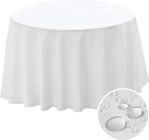 Miniatura 18 de BYDOLL Mantel redondo de 48 pulgadas para mesa de máximo 38 pulgadas de diámetro, poliéster burdeos, lavable, sin arrugas, a prueba de derrames