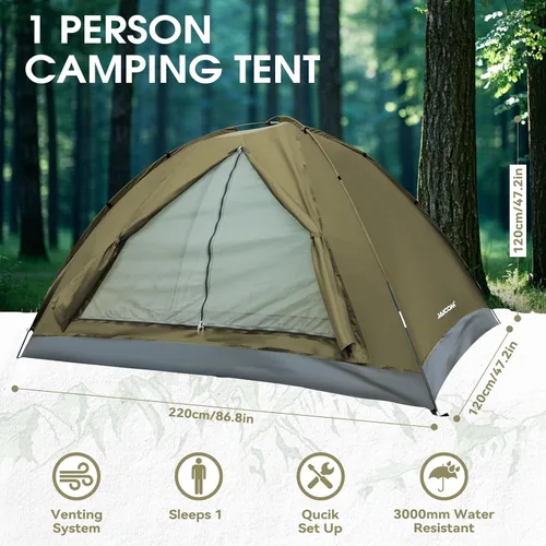 Miniatura 2 de JAICOM Tienda de campaña para 1/2/4 personas: tienda de campaña ligera para mochileros, impermeable, resistente al viento, fácil instalación