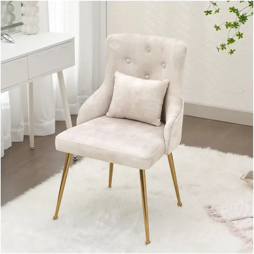 Sillas de comedor de terciopelo para tocador, silla tapizada de maquillaje y lectura, taburete de tocador para escritorio de oficina con patas de