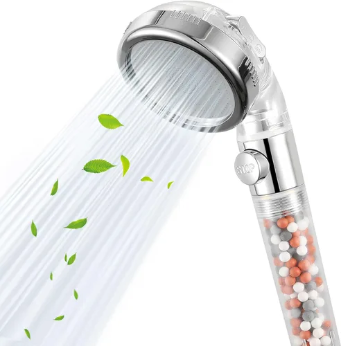 Cabezal de ducha de mano filtrado con interruptor de encendido/apagado, filtro de ducha de alta presión con 3 ajustes de pulverización para agua
