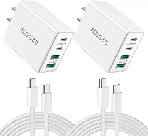 Miniatura 23 de Bloque de carga USB C, cargador de pared USB C de 40 W, adaptador de corriente PD de doble puerto, enchufe de pared QC USB C, bloque de carga rápida