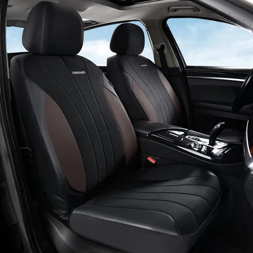 Miniatura 26 de Coverado Fundas de asiento delantero, fundas de asiento beige, 2 asientos, protectores de cuero para automóvil, paquete de 2, fundas de asiento