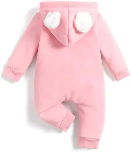 Miniatura 2 de koramesis Adorable mameluco de bebé niña para otoño, cálido, de dibujos animados, ropa de manga larga, con capucha de forro polar