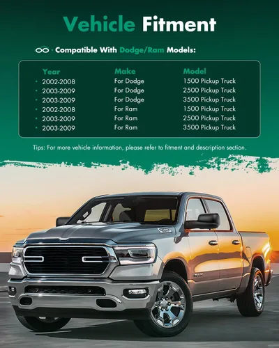 Miniatura 7 de SCITOO Compatible con espejos de remolque 2002-2008 para Dodge para Ram 1500 2003-2009 para Dodge para Ram 2500 3500 Pickup Power Heated Passenger