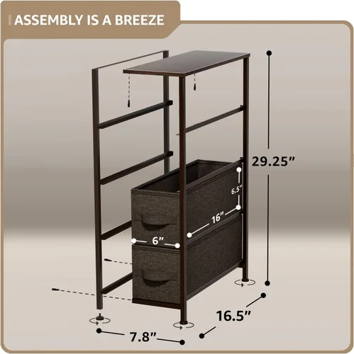 Miniatura 3 de Sorbus Torre estrecha con 4 cajones – Almacenamiento vertical para dormitorio, baño, lavandería, armarios y más, marco de acero, parte superior