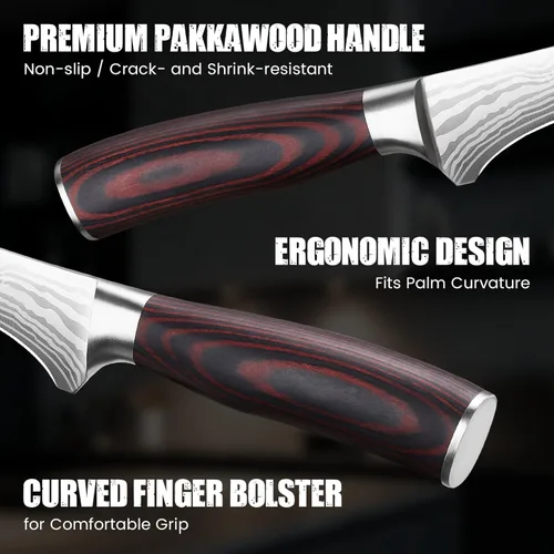 Miniatura 4 de DiiHAUZZ Cuchillo de filete de 7 pulgadas para pescado, cuchillo de deshuesado afilado de acero inoxidable de alto carbono para deshuesado de aves