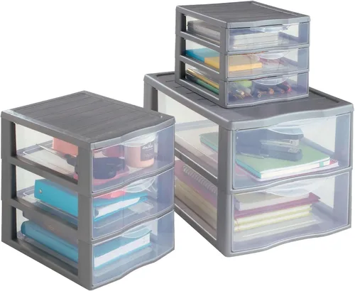 Miniatura 3 de Sundis Orgamix - Mini cajón con 2 cajones Big PP Argent 14.4 x 10.2 x 10.0 in