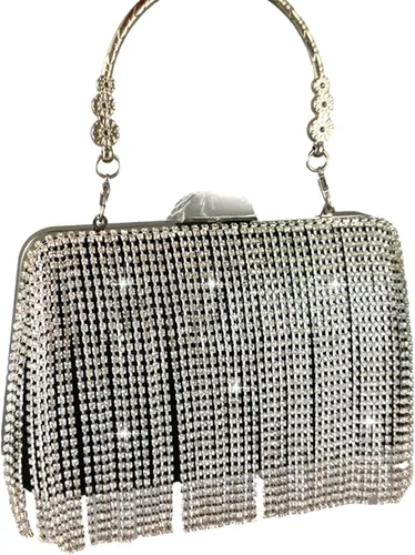 Miniatura 2 de Boutique De FGG Bolso de mano de cristal con borla, elegante bolso de noche para novias, bolsos de diamantes de imitación de fiesta de boda