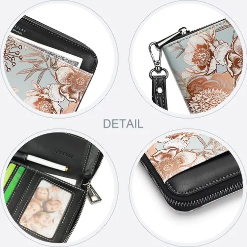 Miniatura 4 de APHISON Billetera para mujer, de gran capacidad, para tarjetas de crédito, RFID, monedero, luna, lindo, animal, floral, celular, pulsera, teléfono