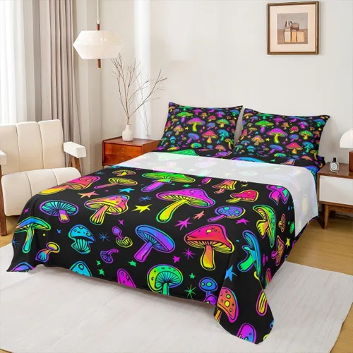 Miniatura 23 de Juego de sábanas de mariposa morada, tamaño Queen, con bolsillo profundo, galaxia mística, juego de ropa de cama de mariposa azul para niños, niñas