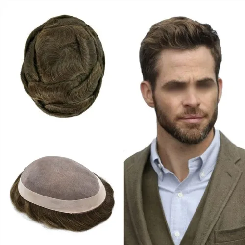 Miniatura 12 de Toupee - Sistema de reemplazo de cabello fino y duradero para hombre, piezas de cabello 100% humano para hombres, revestimiento de poliéster, unidad